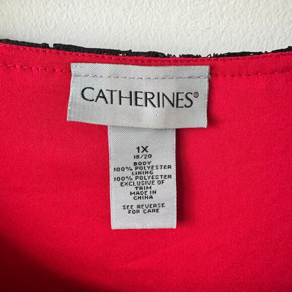 Catherines Shirt Women 1X Plus Size Black Red Tunic Top Whimsigoth Lace Goth - Picture 5 of 7